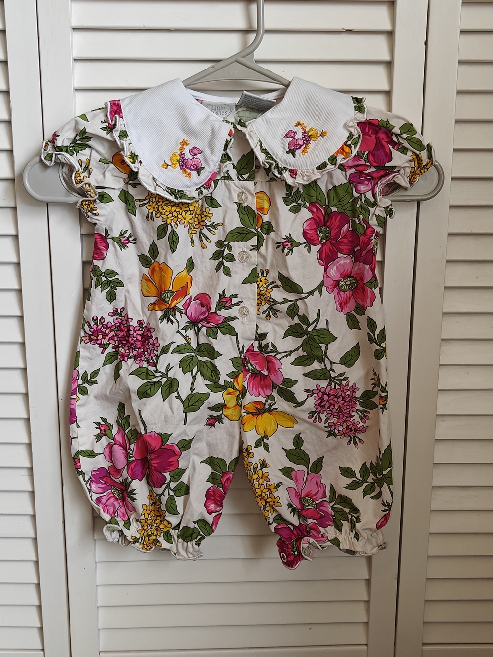 Vintage Little Wishes Floral Cotton Bubble Romper Baby Girl Size 6/9M